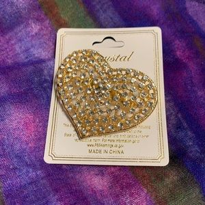 Rhinestone Heart Brooch